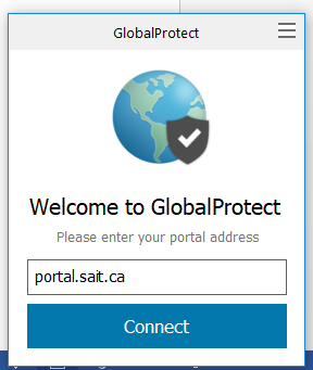 GlobalProtect window with portal.sait.ca entered