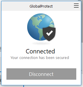Connected GlobalProtect window